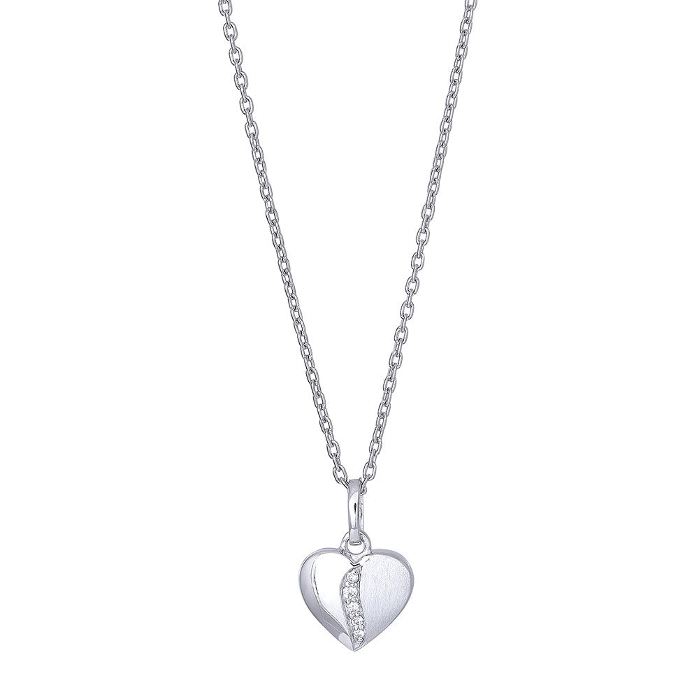 Rhodinierte Silber Halskette mit Zirkonia