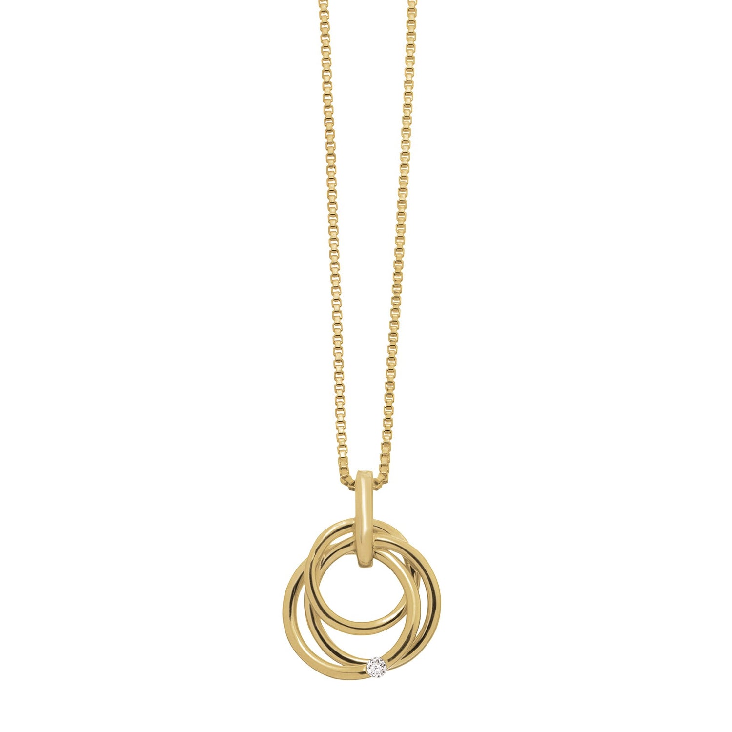 14kt. guldvedhæng m/dia. 0.020ct W/SI inkl. forg.s