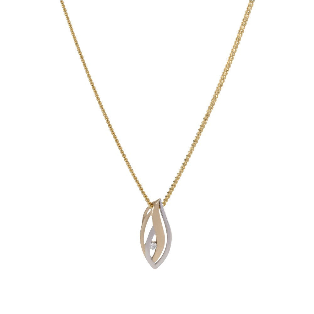 14kt. guldvedhæng bicolor m/dia. 0.020ct. W/SI ink