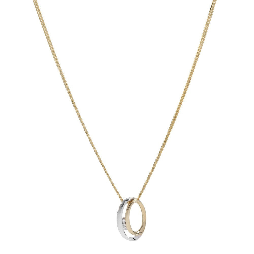 14kt. guldvedhæng bicolor m/dia. 0.030ct. W/SI ink