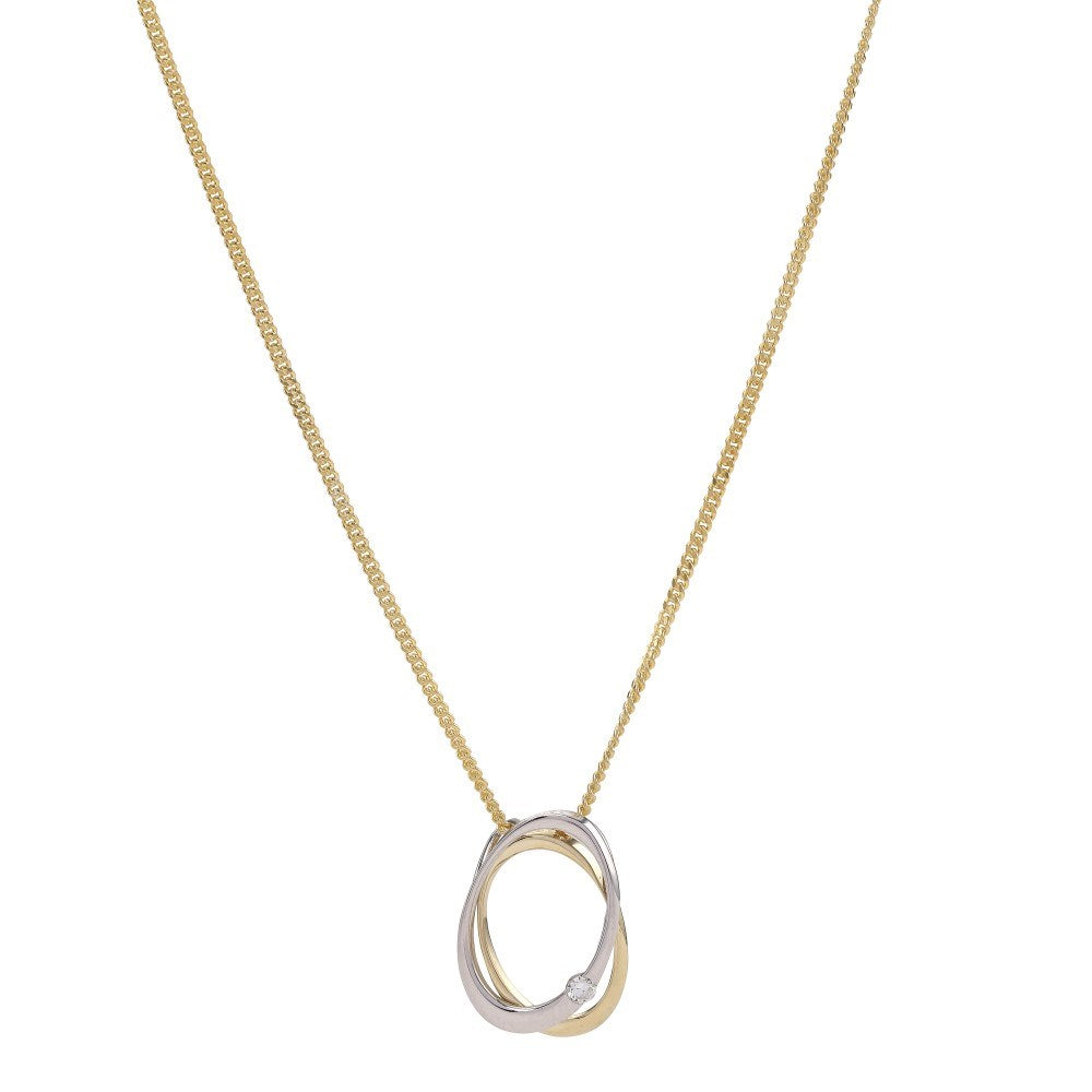 14kt. guldvedhæng bicolor m/dia. 0.050ct. W/SI ink