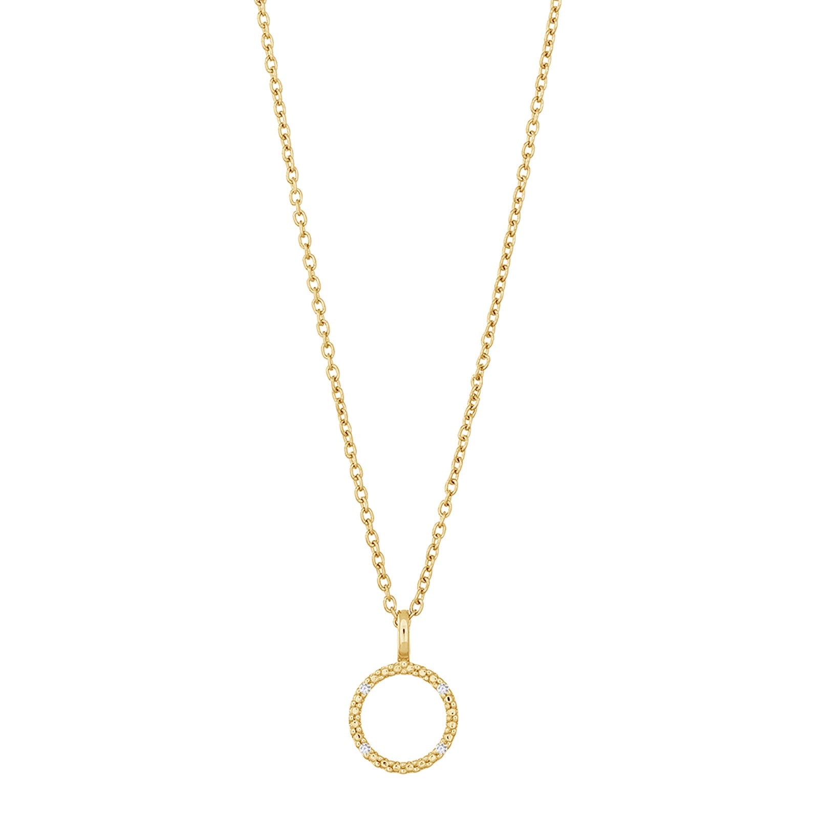 14kt. guldvedhæng m/dia. 0.02ct W/PI og forg. kæde