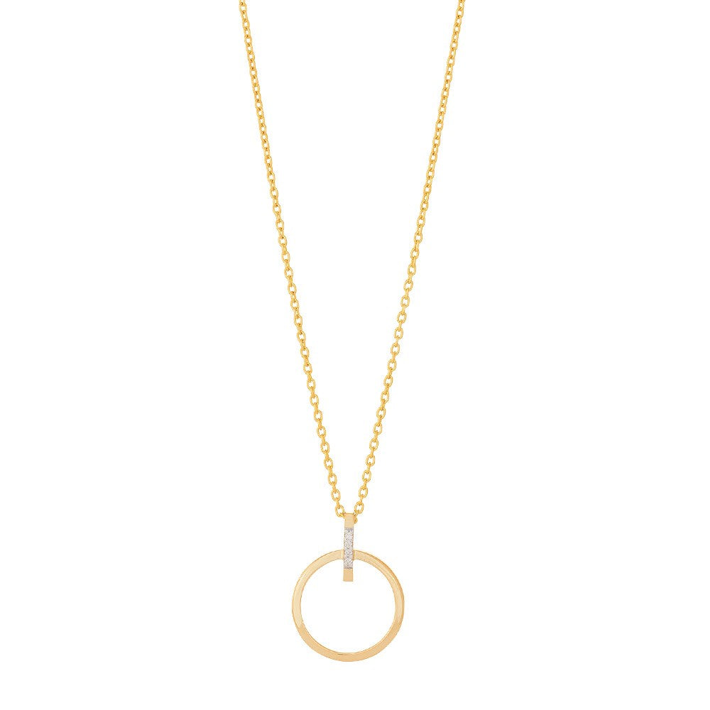 14kt. guldvedhæng m/dia. 0.02ct W/SI og forg. kæde