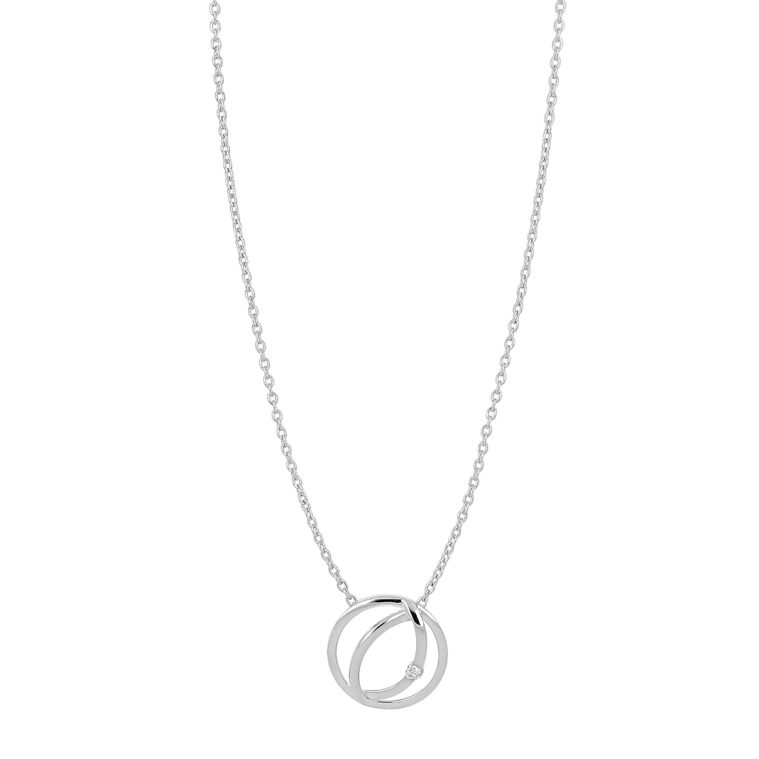 14kt. hvidguldsvedhæng m/dia. 0.02ct W/PI og sølvk