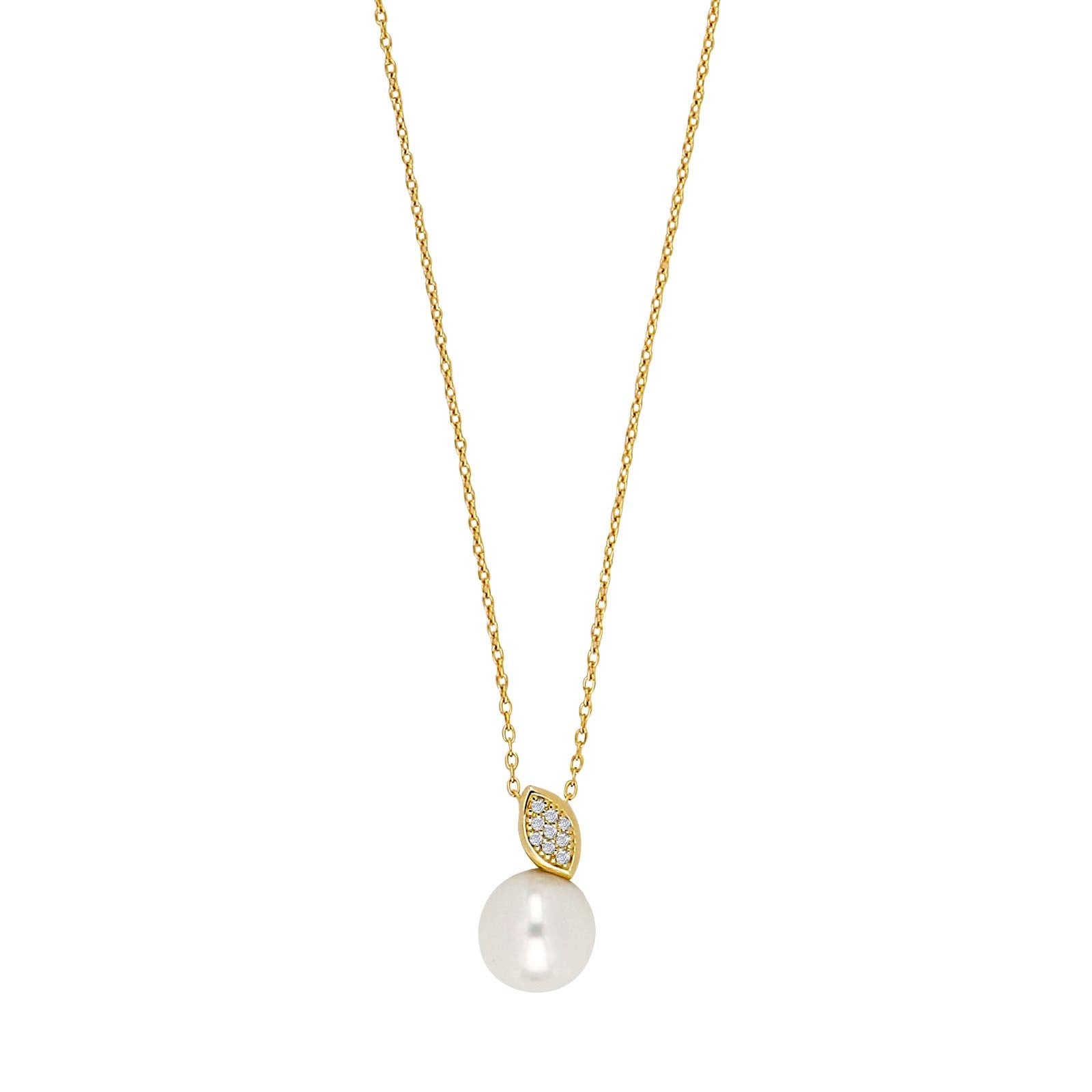 14kt. Goldanhänger m/Dia. 0.045ct W/SI + Perlen