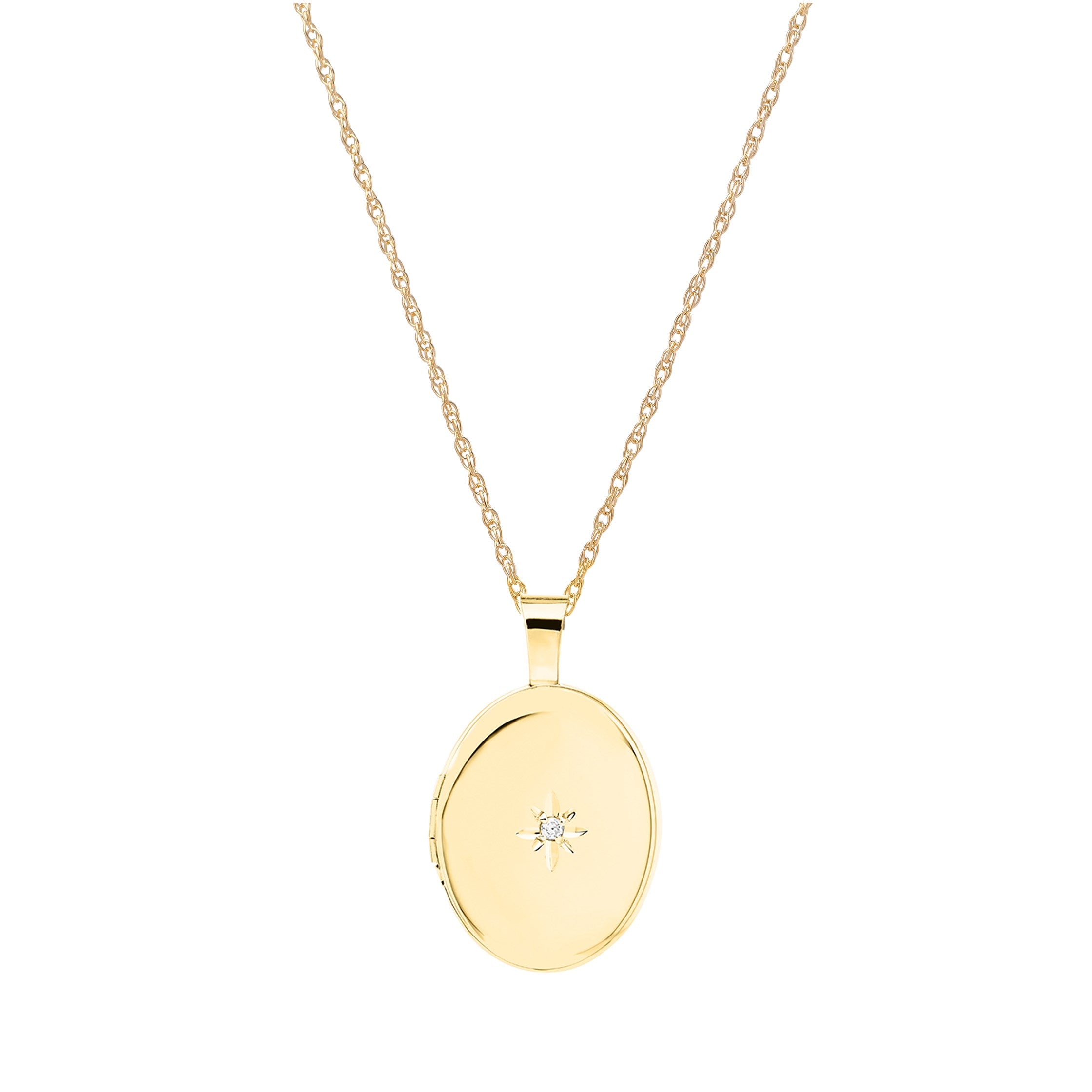 Medaljon14kt. påvalset guld. m/kæde 0,01ct PI