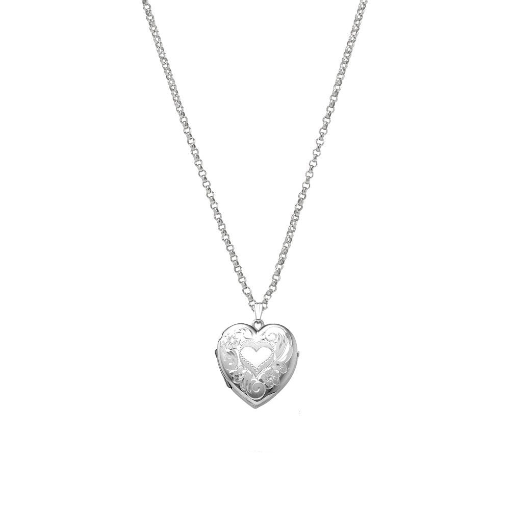 Medallion in rhod silver. Incl. heart