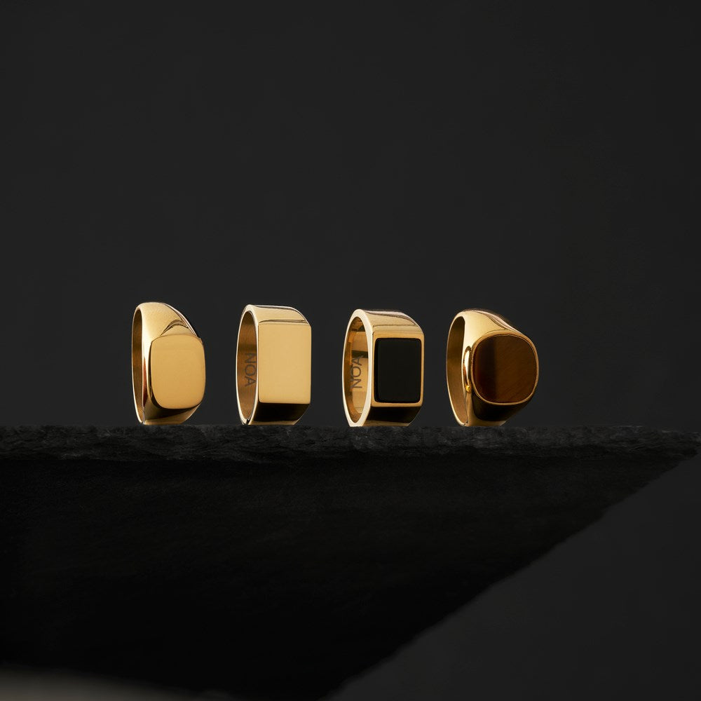 SON stål ring med black agate