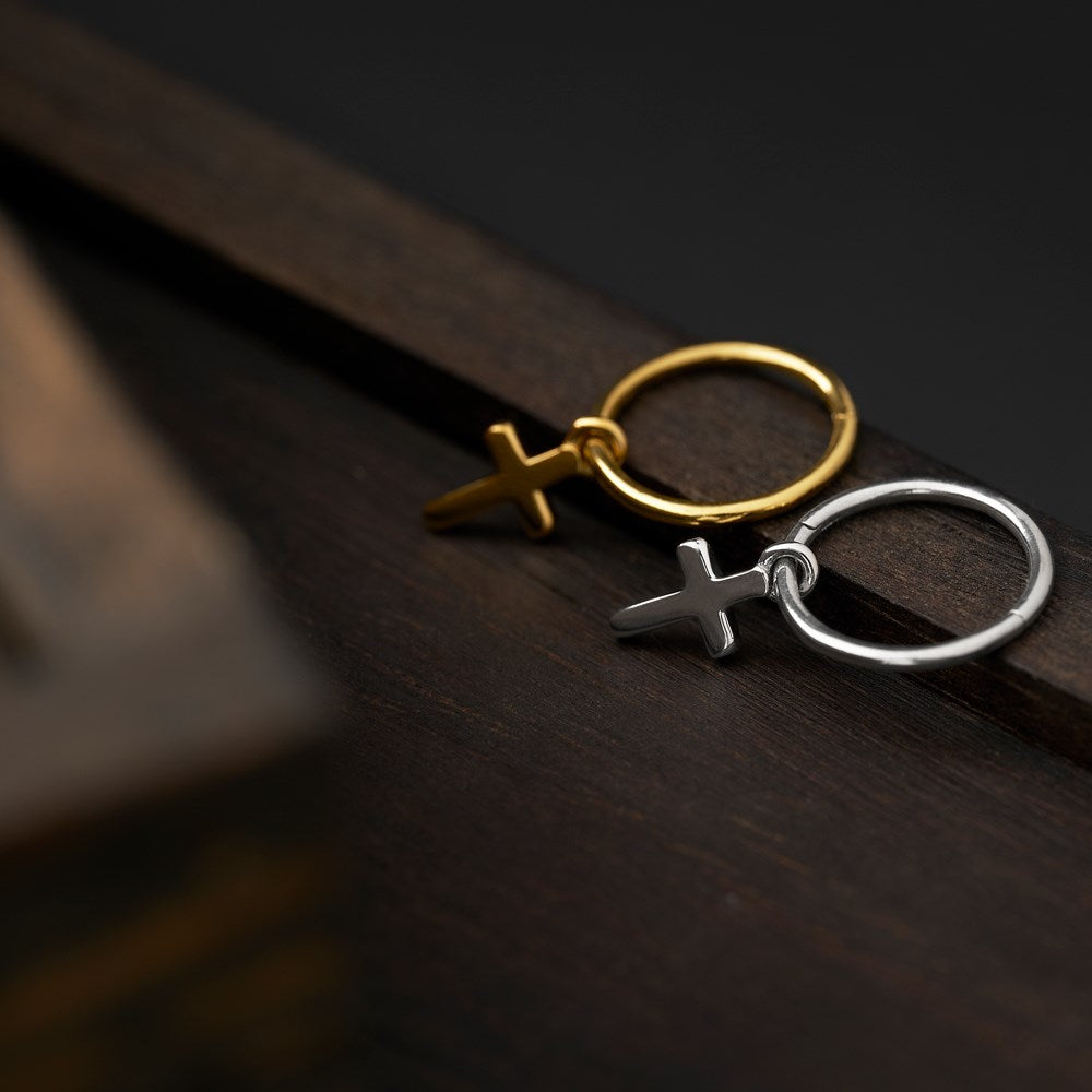 SON Gold-plated silver hoops cross