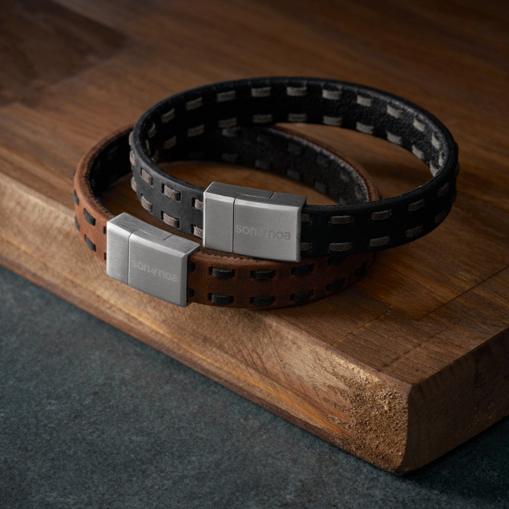 SON Armband braun mit schwarzem Kalbsleder