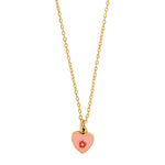 Goldp. silver necklace heart w. pink enamel