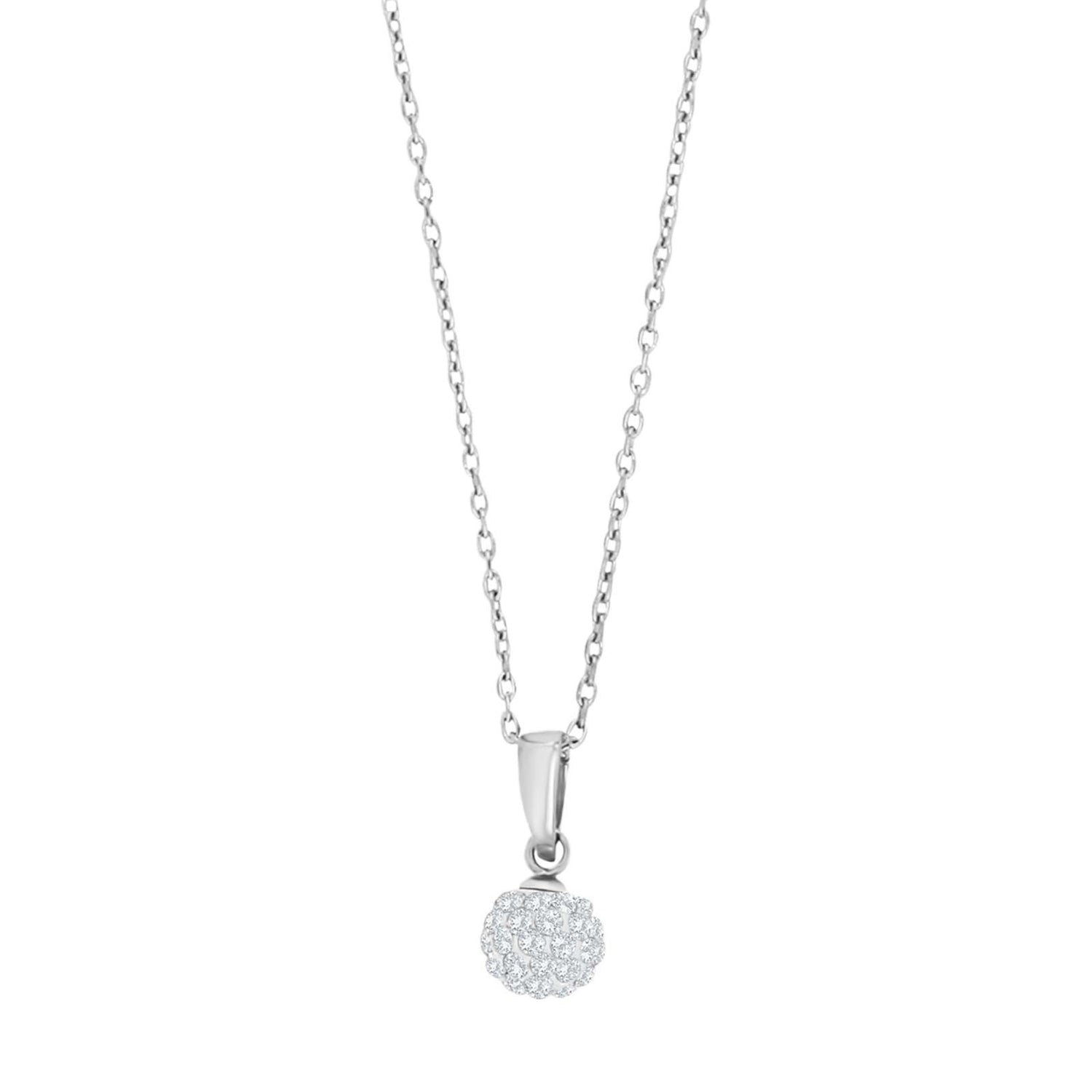 Rhodinierte Silber Halskette m. Rosa cz