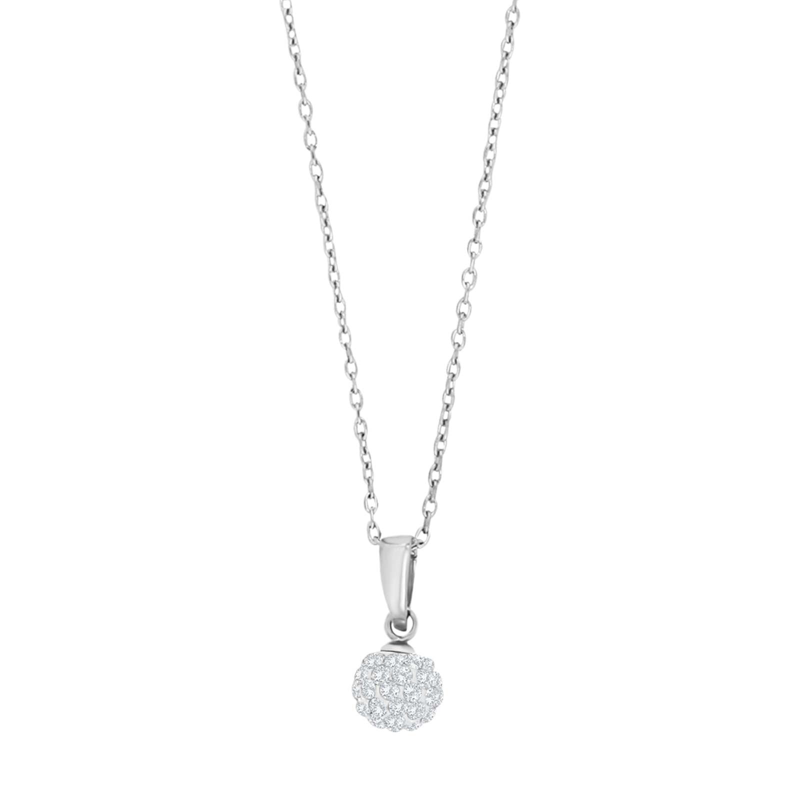 Rhd. silver necklace heart w. white cz