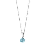Rhd. silver necklace heart w. blue cz