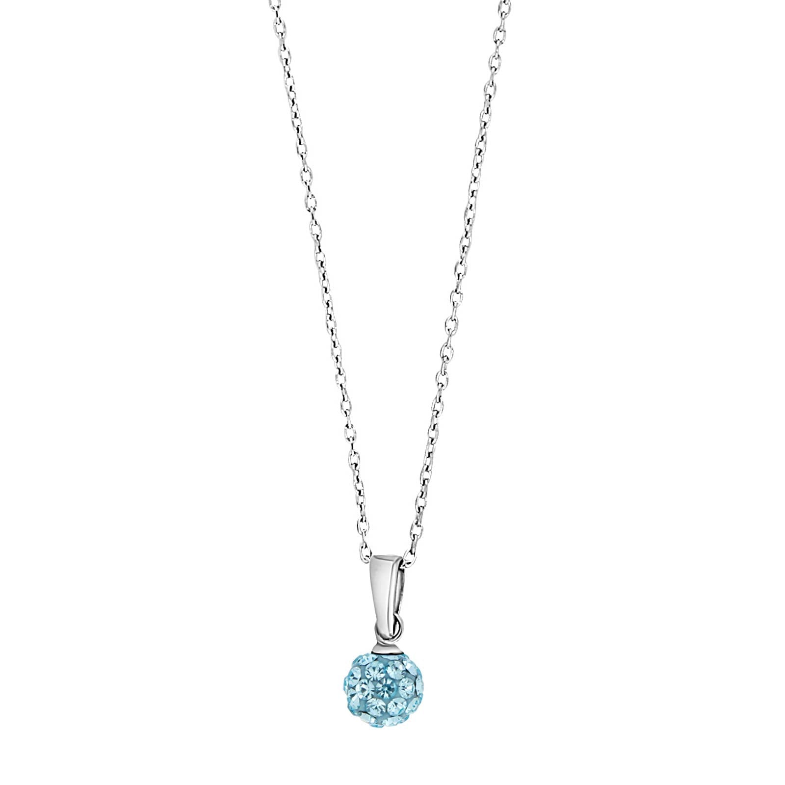 Rhd. silver necklace heart w. blue cz