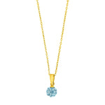 Goldp. silver necklace heart w. blue cz