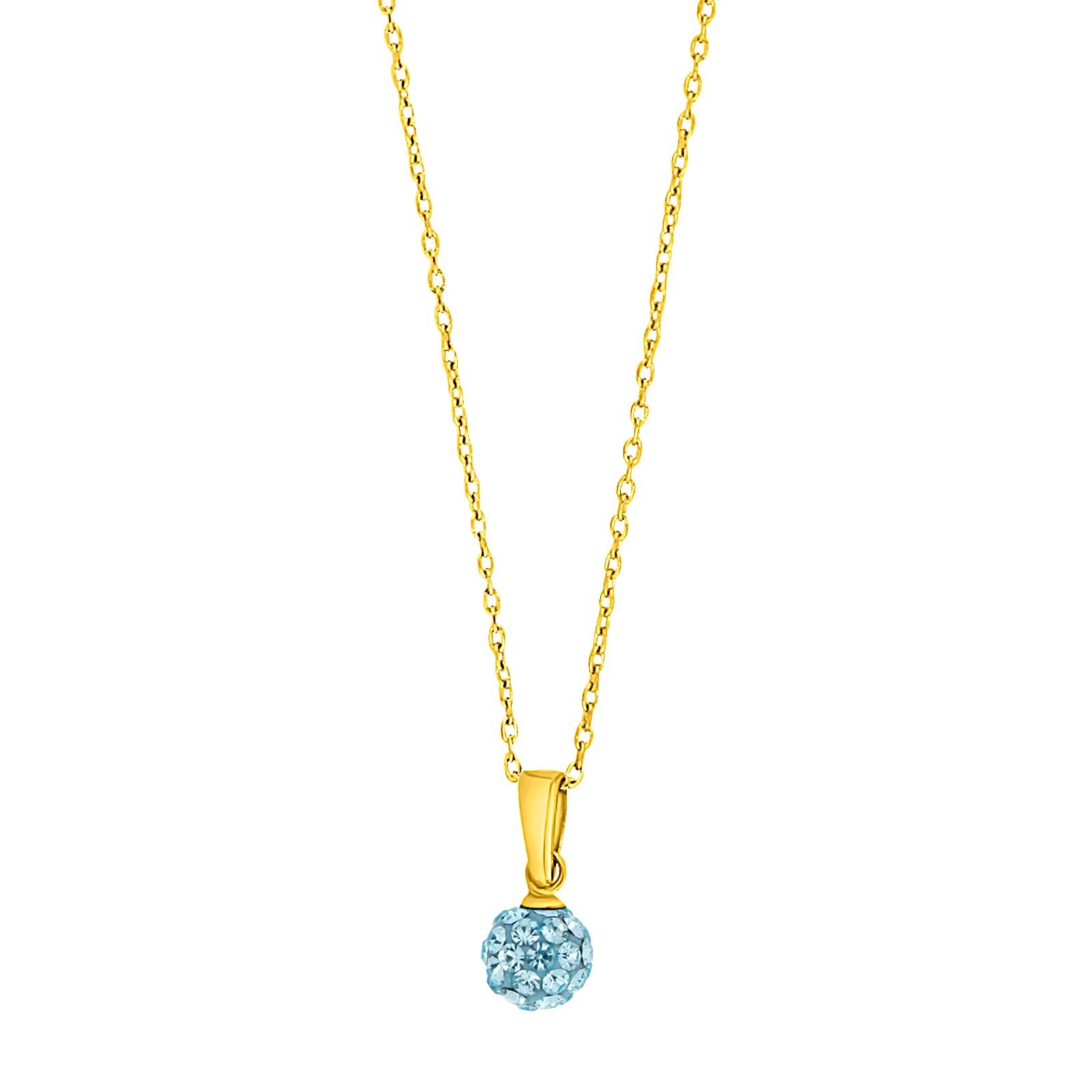 Goldp. silver necklace heart w. blue cz
