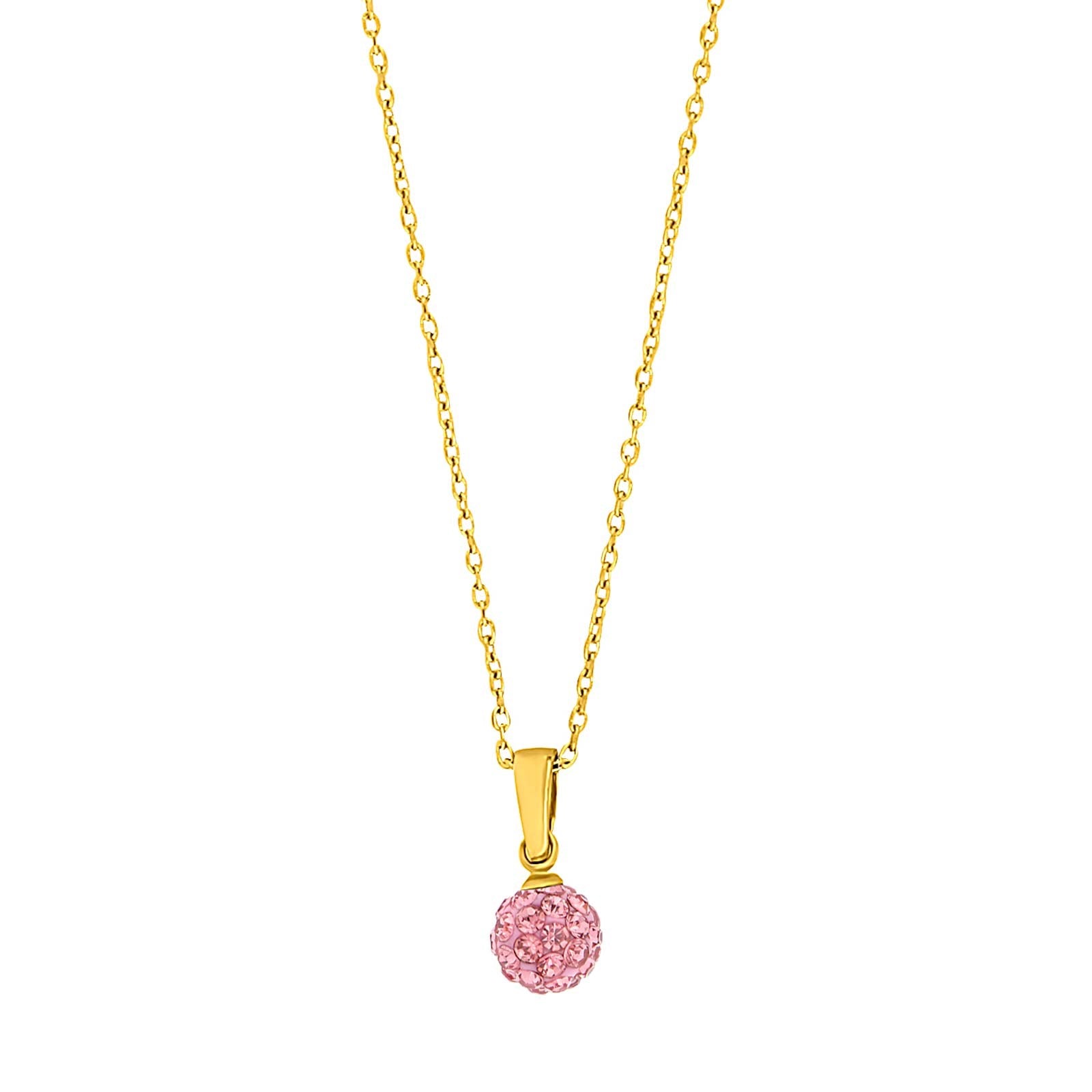 Goldp. silver necklace heart w. pink cz