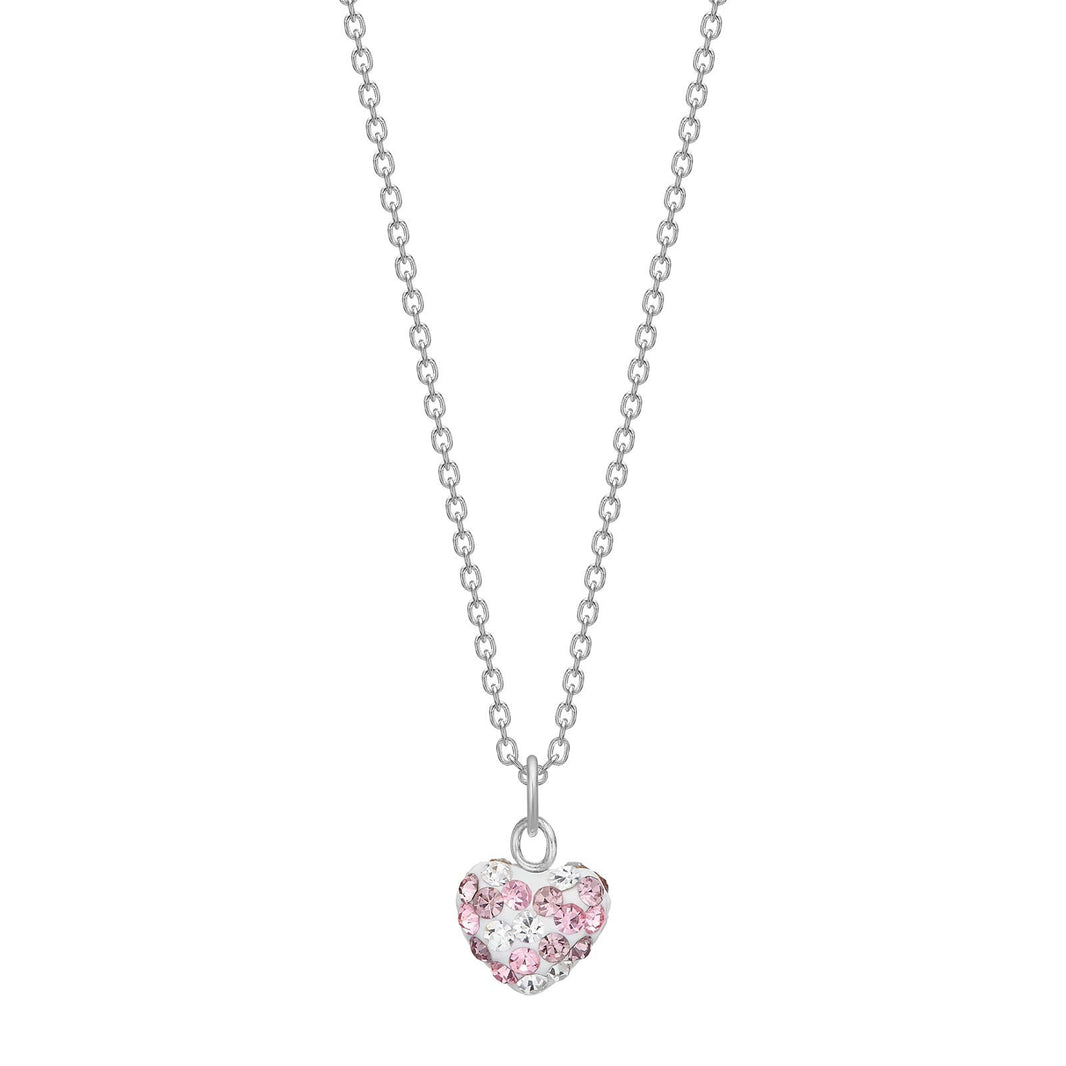 Rhod. Silber Halskette Herz m. rosa mix cz