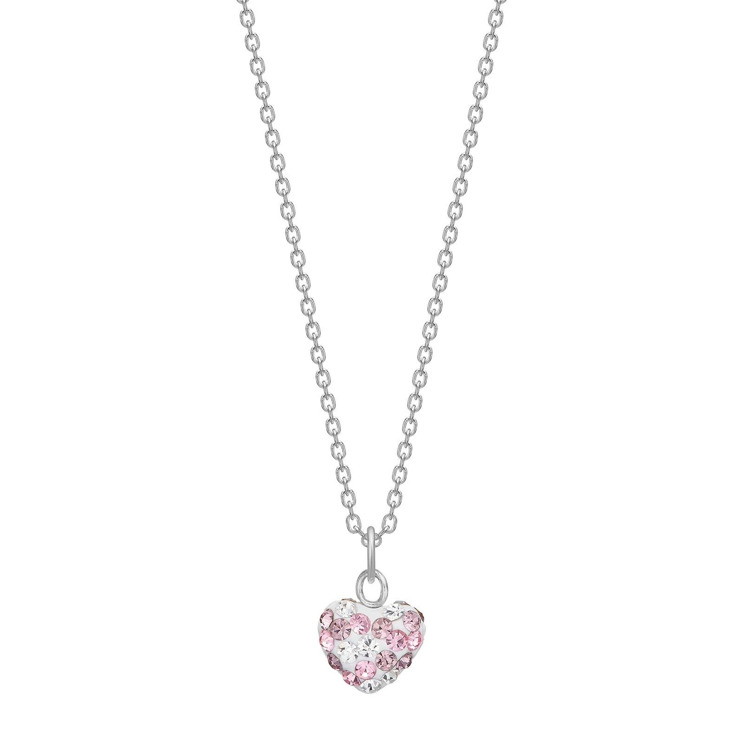 Rhod. Silber Halskette Herz m. rosa mix cz