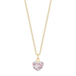 Goldp. silver necklace heart w. rosa mix cz