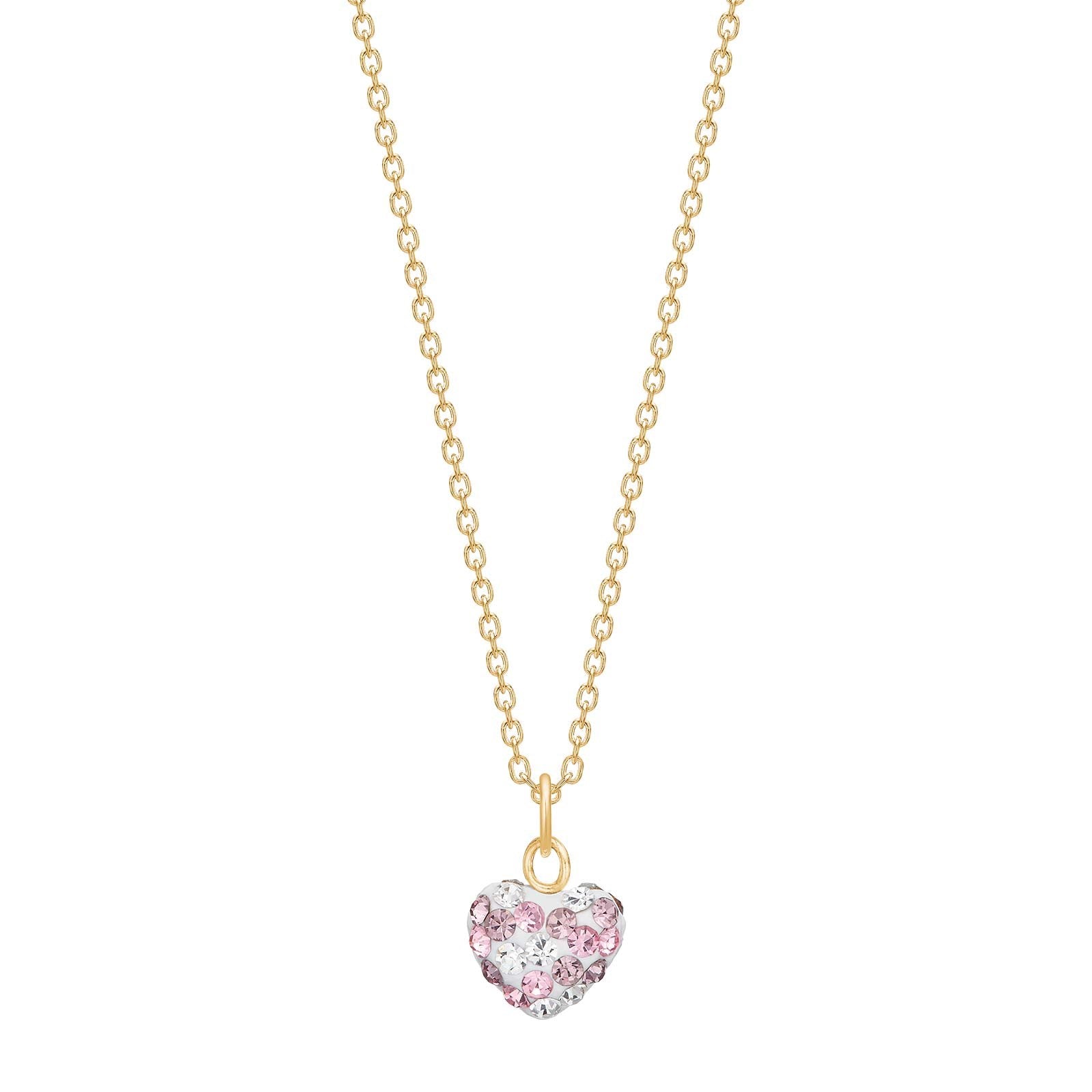 Goldp. silver necklace heart w. rosa mix cz