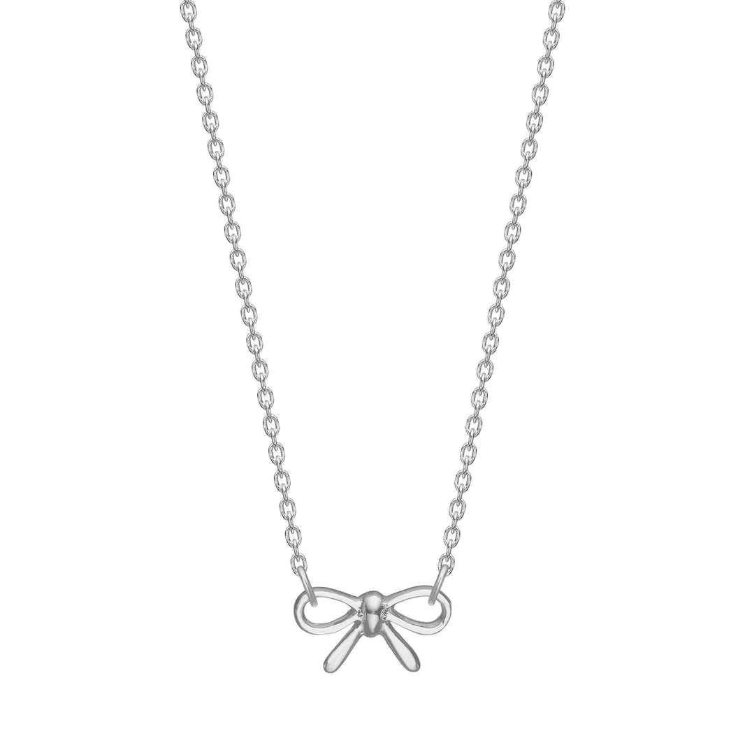 Rhodinierte Silber Halskette Schleife