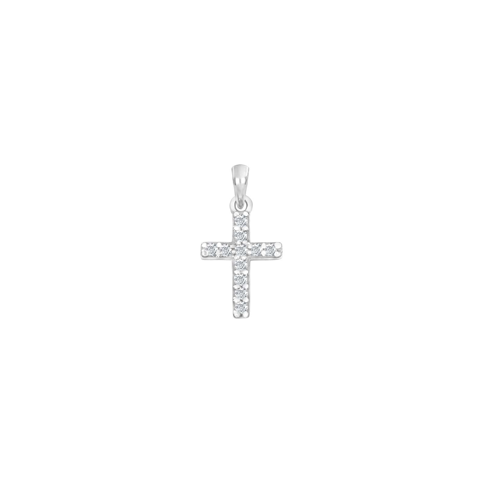 Rhod. Silber Kreuz m/cz 12mm