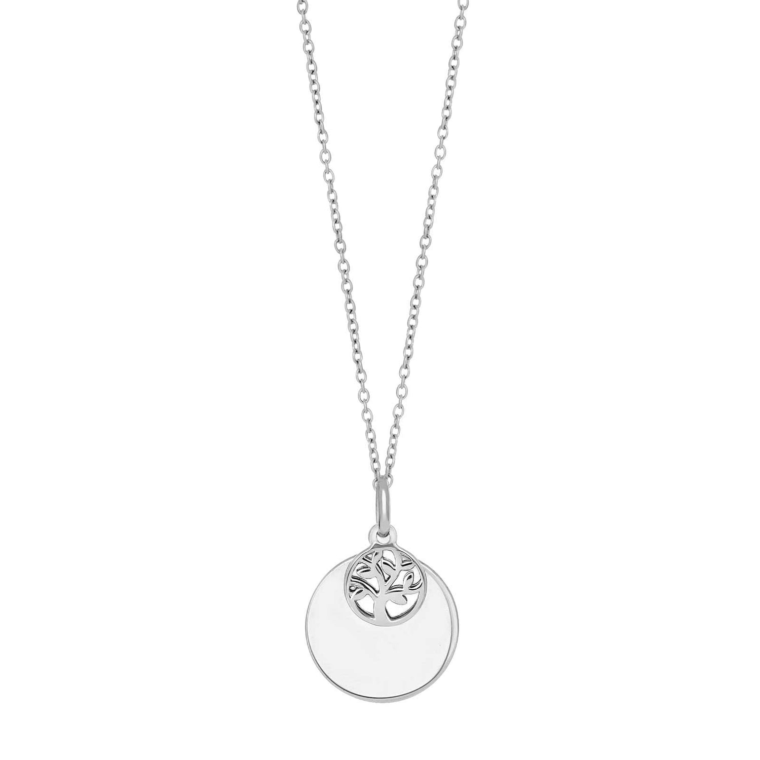 Rhod. silver pendant plate and tree of life incl.