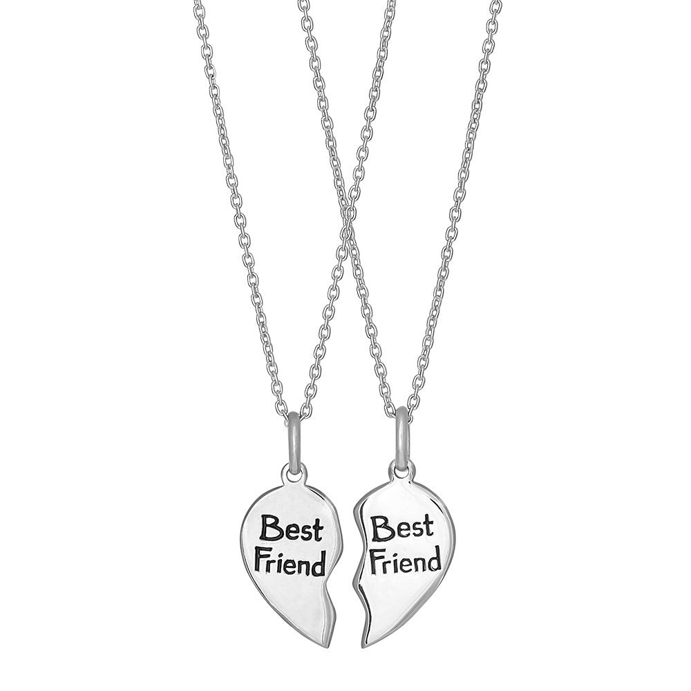 Rhod. Silberhalskette bester Freund m/2 Ketten