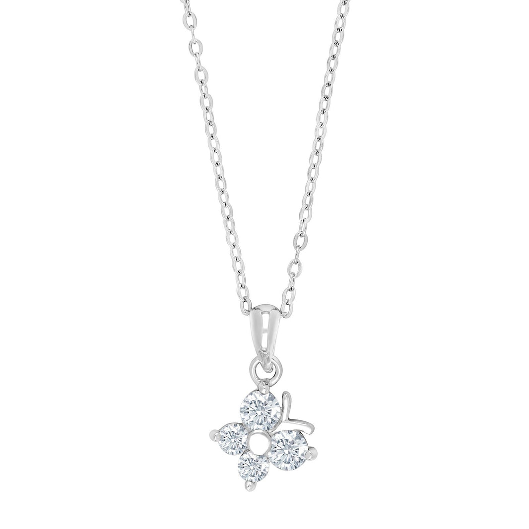 Rhod. Silberhalskette Schmetterling m/cz