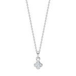 Rhodinierte Silber Halskette Blume m. Weiß cz