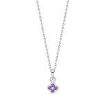 Rhodinierte Silber Halskette Blume m. Lila cz