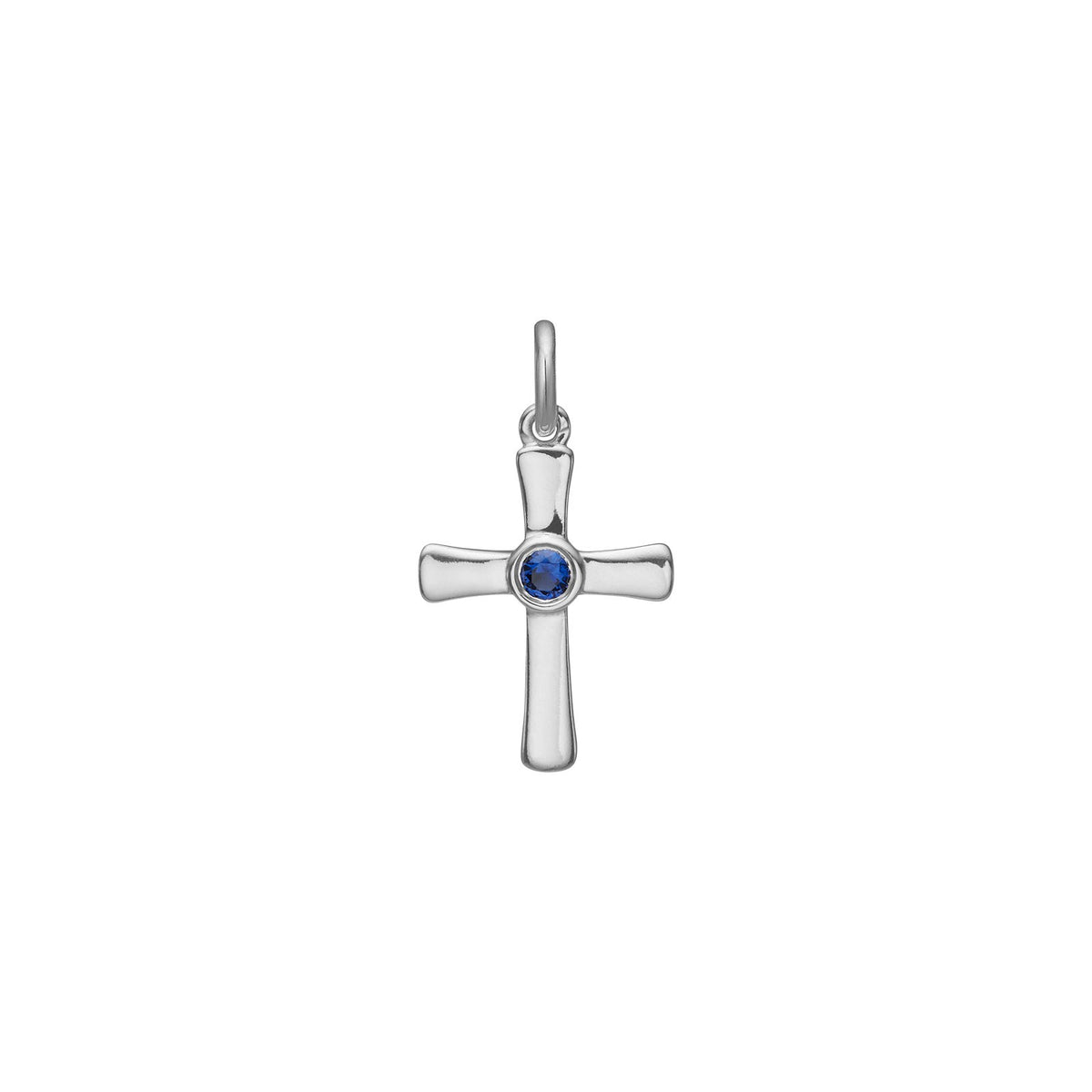 Rhd. sølvkors m/ syn. safir 18mm,
