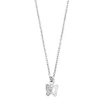 Rhd. silver necklace butterfly w. cz