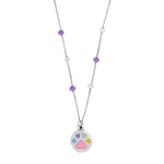 Rhd. silver necklace paw w. enamel