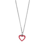 Rhd. silver necklace heart w. pink enamel