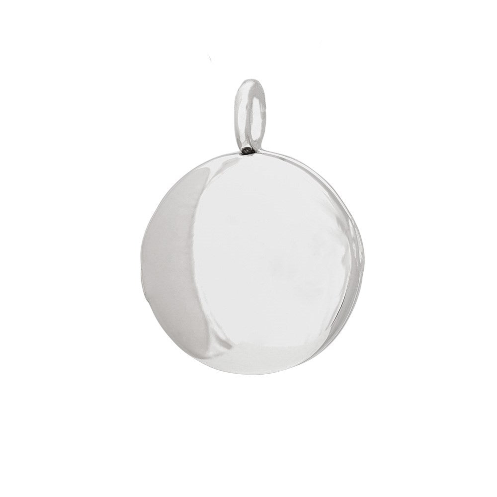 Silver rhod. Locket round 15mm