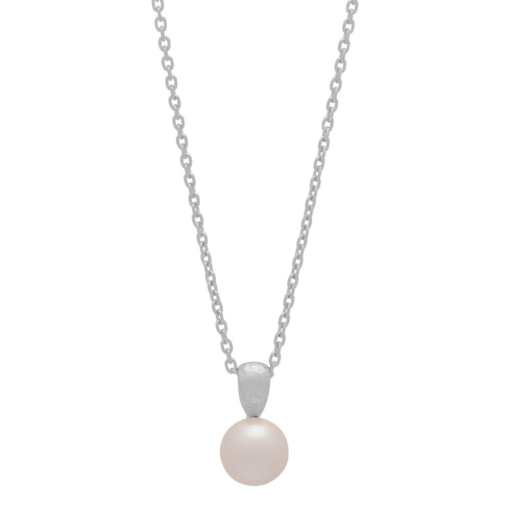 Rhod. silver pendant w/freshwater pearl incl. chai