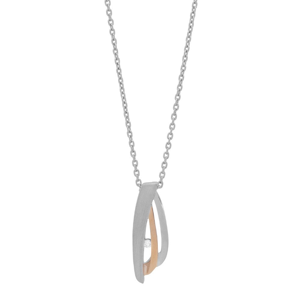 Stab. Silberanhänger matt mit 0,03ct. und 8kt. Gold