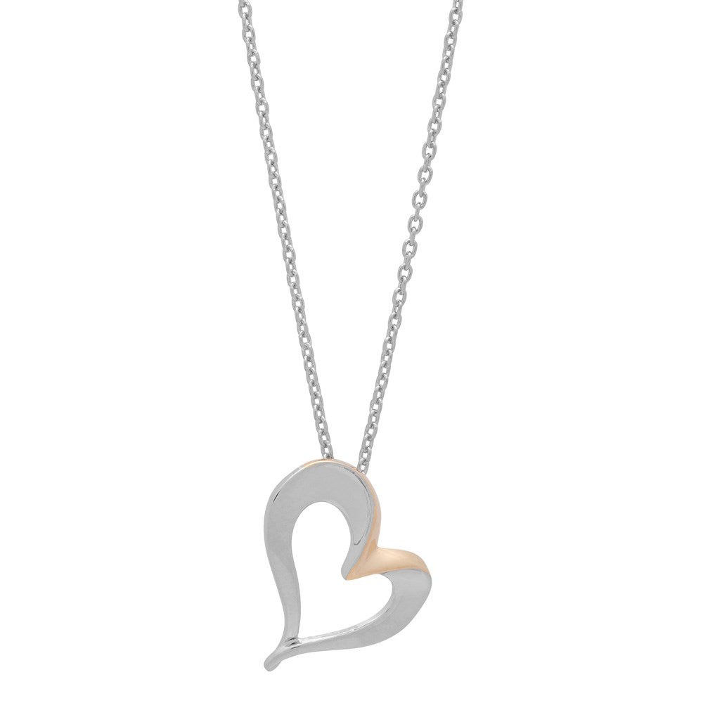 Stab. Silberanhänger Herz mit 8kt. Gold inkl. Kette