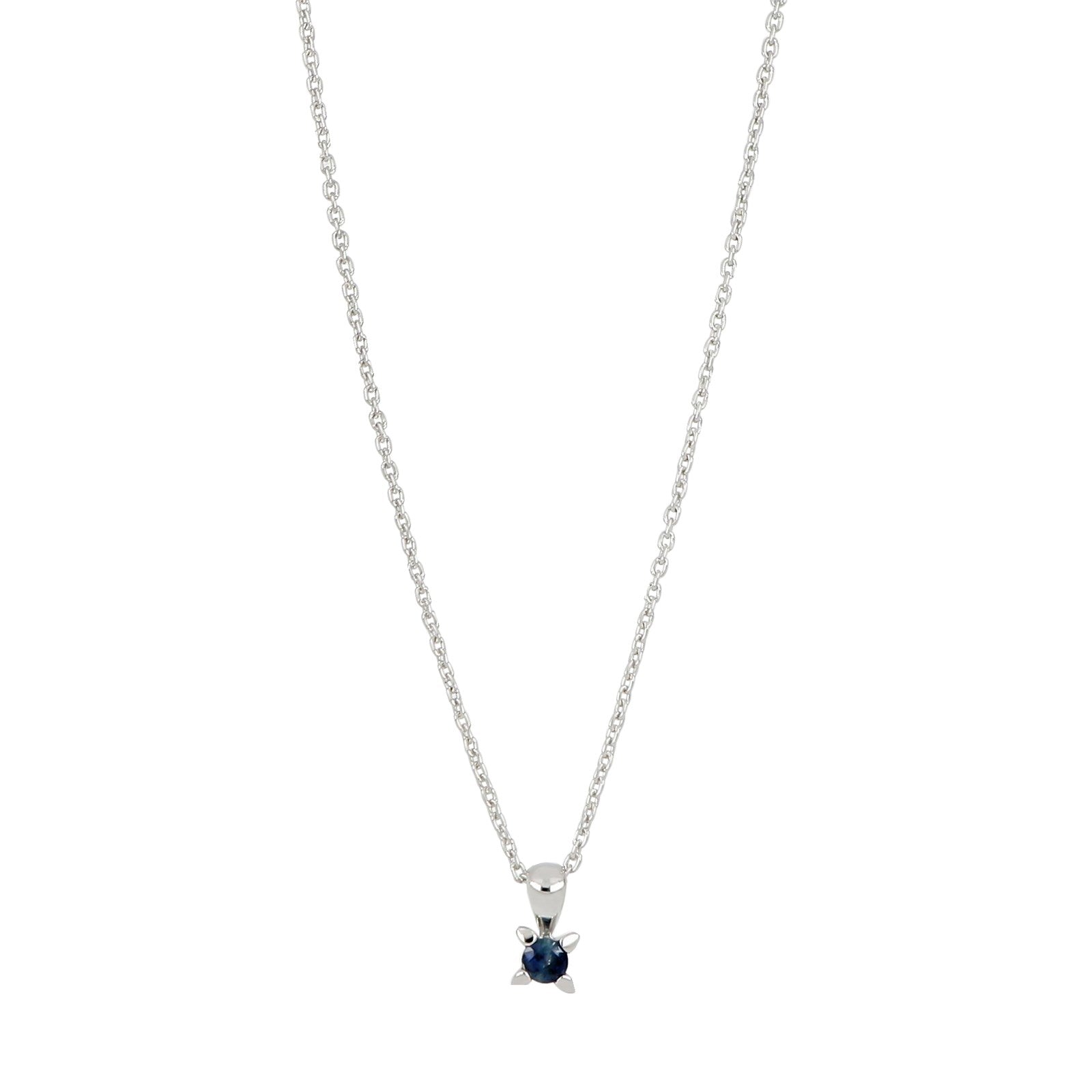 14kt. hvidguldsvedhæng m/safir 3,5mm inkl. rhod. S