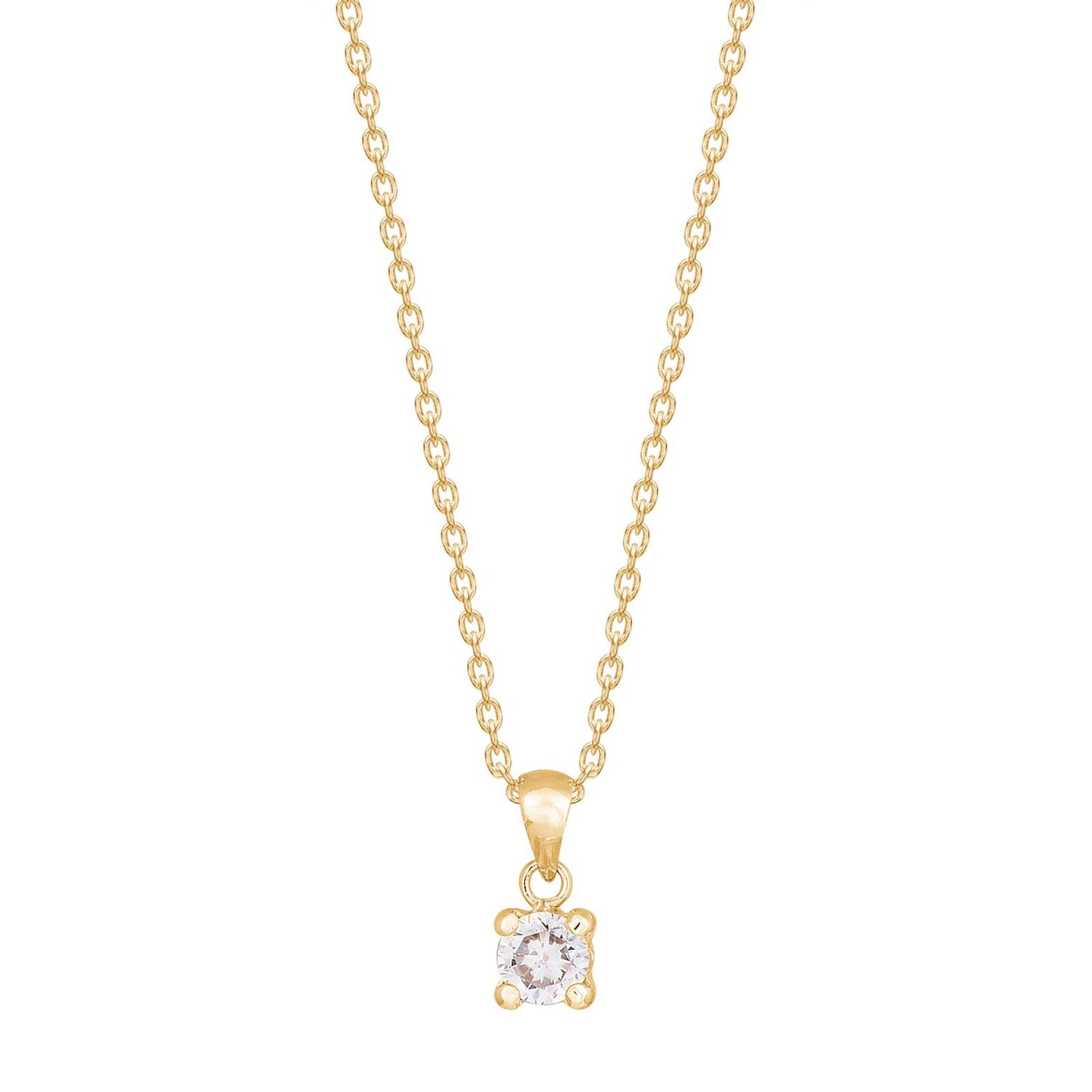 8kt. Goldanhänger m/cz und Verg. Silber Kette