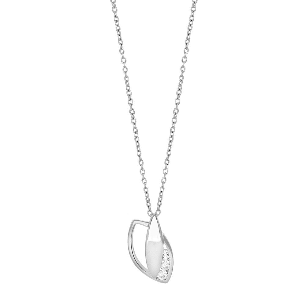 Rhod. silver necklace eye w/cz