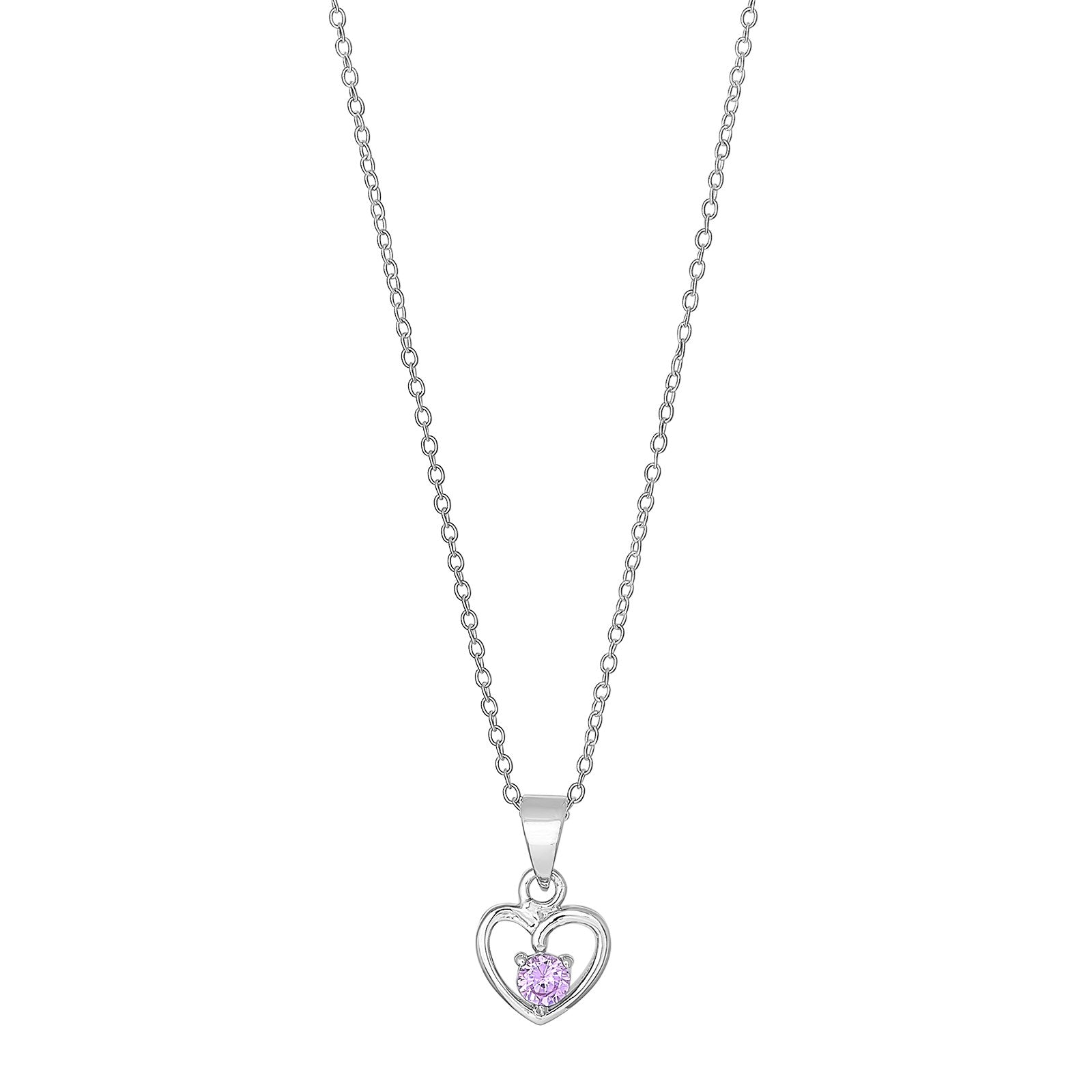 Rhod. Silberhalskette Herz m/rosa cz
