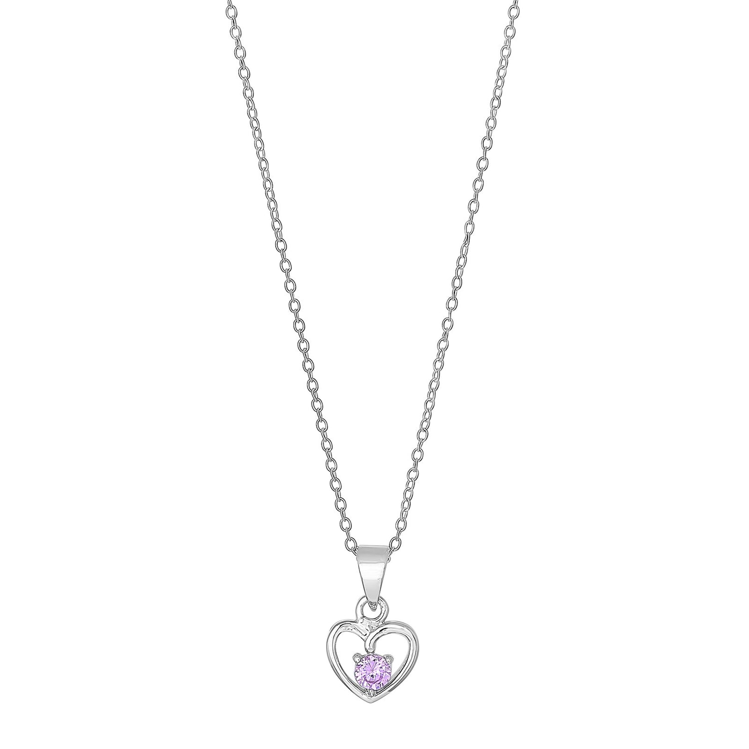 Rhod. Silberhalskette Herz m/rosa cz