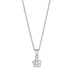 Rhod. Silberhalskette Blume m/rosa cz