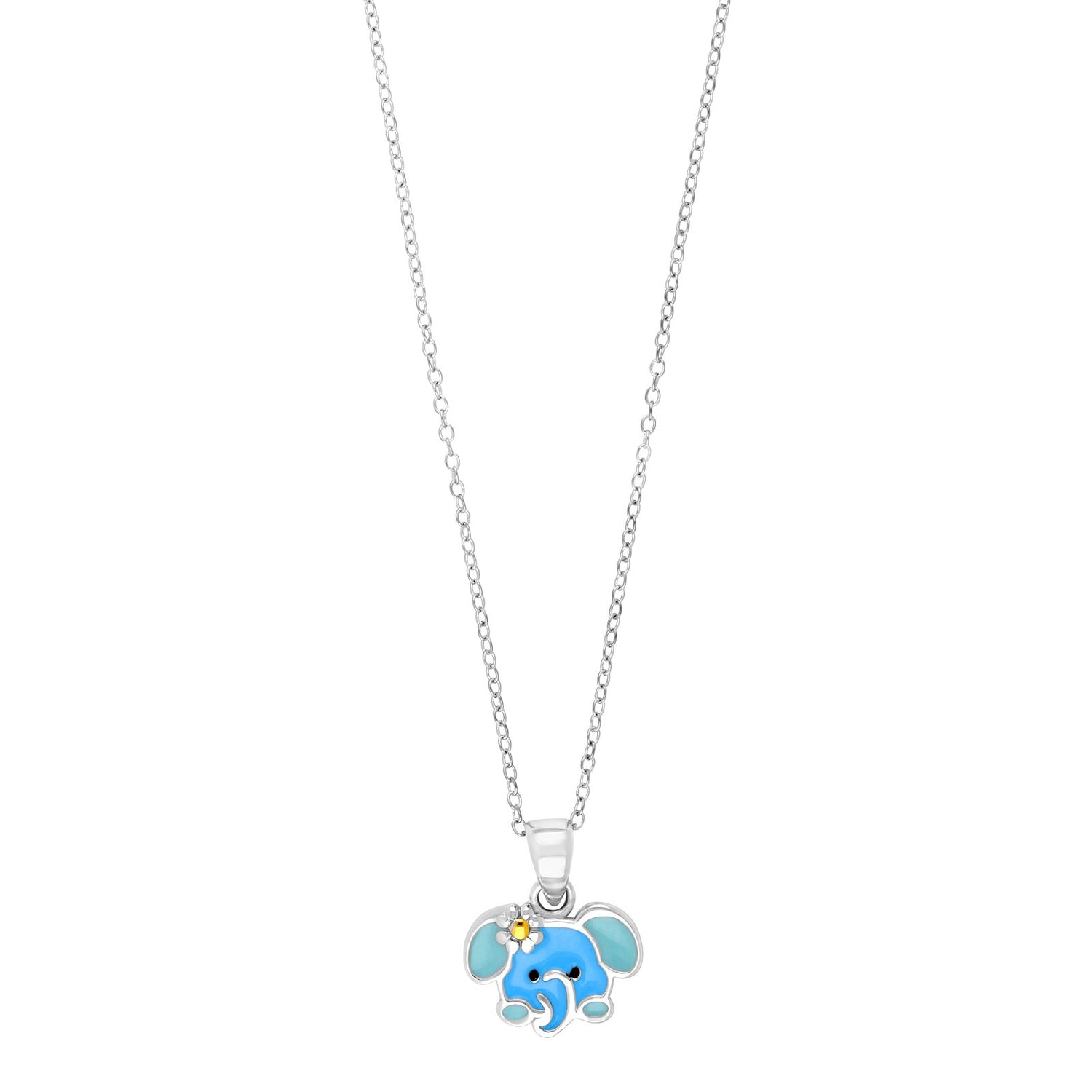Rhod. Silber Halskette Elefant m/Emaille