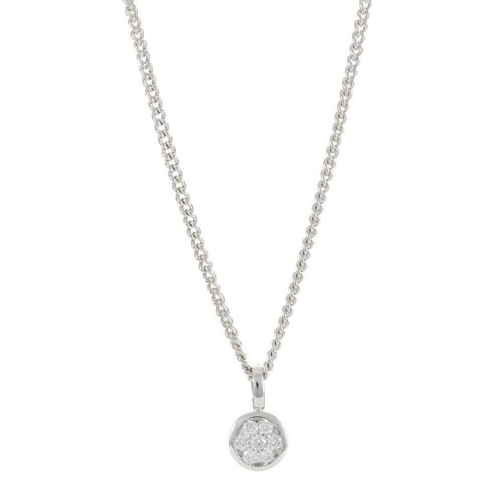 14 kt. hvg mit Kreis 0,09 ct W/SI mit Silberkette