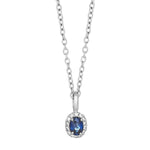 14kt. hvidguldsvedhæng m/safir og dia 0.05ct W/SI
